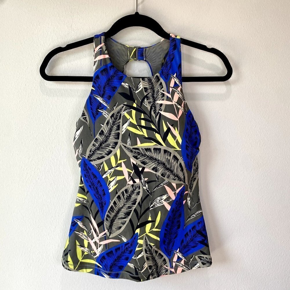 Athleta Midnight Palm High Neck Tankini 32 B/C